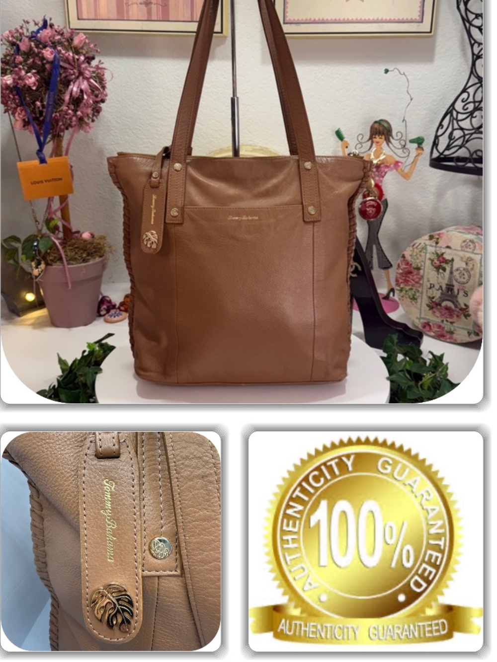 COUTURE TOMMY BAHAMA BROWN SHOPPER/TOTE/HANDBAG!